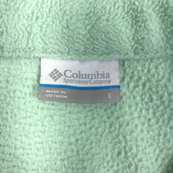 COLUMBIA Fleece Full Zip Jacket Women L Mint Green Outdoor Travel Athletic Basic - Picture 8 of 12